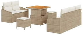 Conjunto de sofá para o jardim com 8 peças e almofadas bege