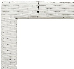 Mesa de jardim com tampo de vidro 90x90x75 cm vime PE branco