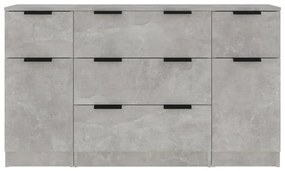 3 pcs conjunto de aparadores madeira processada cinza cimento