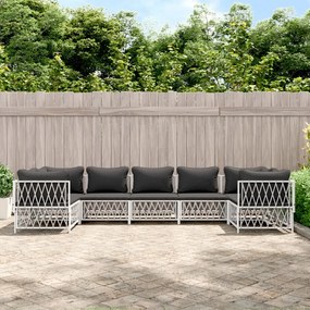 vidaXL 7 pcs conjunto lounge de jardim com almofadões aço branco