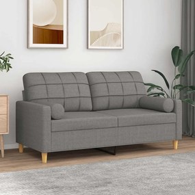 vidaXL Sofá 2 lugares + almofadas/almofadões 140cm tecido cinza-escuro