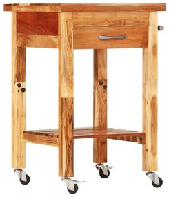 vidaXL Carrinho de cozinha 55x55x89 cm madeira de acácia maciça