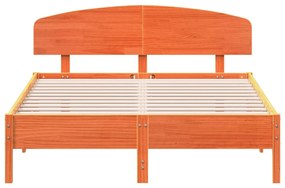 Cama sem colchão 140x200 cm madeira pinho maciça castanho-mel
