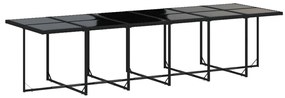 13 pcs conjunto de jantar p/jardim com almofadões vime PE preto