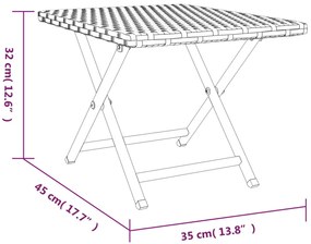 Mesa dobrável 45x35x32 cm vime PE preto