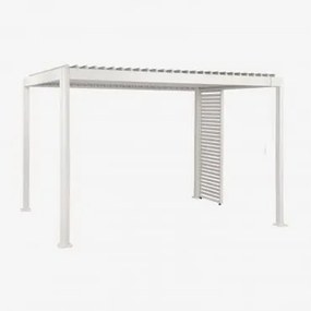 Pérgola Bioclimática De Lâminas Com Painel Em Alumínio Druvia Gardénia Branco & Pérgula De 3x4 M Com 1 Painel De 90,5 Cm - Sklum