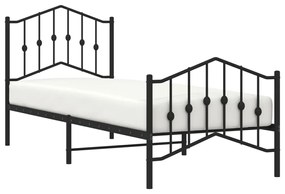 Estrutura de cama com cabeceira e pés 80x200 cm metal preto