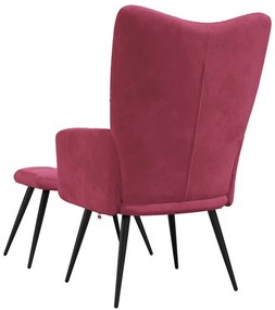 Cadeira de descanso com banco veludo vermelho tinto