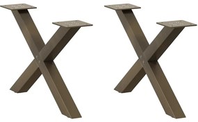 vidaXL Pés para mesa de centro em formato de X, 2 peças, aço natural, 50x(30-31) cm, aço