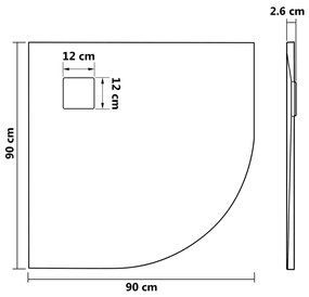 Base de chuveiro SMC 90x90 cm castanho