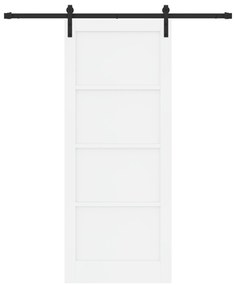 Porta Deslizante vidaXL com Conjunto de Ferragens Branca 86x211 cm Mad