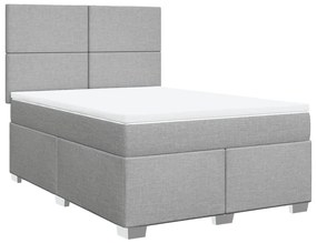 Cama com molas/colchão 140x200 cm tecido cinzento-claro