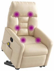 Poltrona de massagens reclinável elevatória microfibra bege