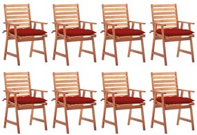 Cadeiras de jantar p/ jardim 8 pcs c/ almofadões acácia maciça