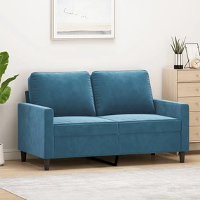 vidaXL Sofá de 2 lugares veludo 120 cm azul