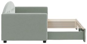 Sofá-cama com gavetão 80x200 cm veludo cinzento-claro