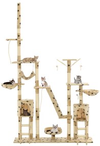 Árvore para gatos c/ postes arranhadores sisal 230-250 cm bege