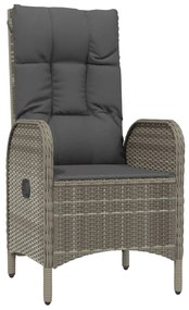 5 pcs conjunto jantar jardim c/ almofadões vime PE preto/cinza