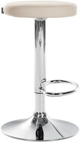 Banco de bar Ponte em couro sintético e com estrutura cromada 38,5 x 60-81 x 38,5 cm Creme