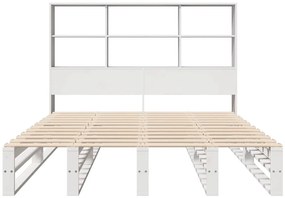 Cama com estante sem colchão 140x190 cm madeira maciça branco
