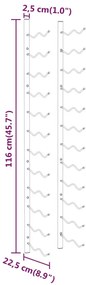 Garrafeira de parede para 24 garrafas 2 pcs ferro dourado