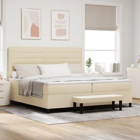 vidaXL Cama Box com Colchão e Banco Crème 200x200 cm Tecido