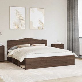 vidaXL Estrutura da Cama com cabeceira Carvalho Marrom 180 x 200 cm
