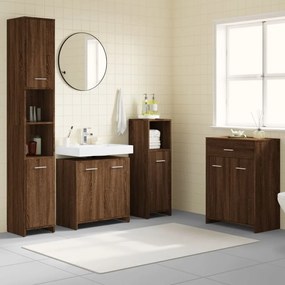vidaXL 4 pcs conj. móveis WC derivados madeira cor carvalho castanho