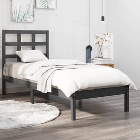 Estrutura de cama solteiro 90x190 cm madeira maciça cinza