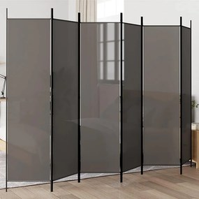 350192 vidaXL Divisória/biombo com 6 painéis 300x200 cm tecido antracite