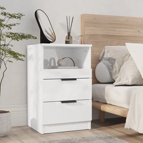 vidaXL Mesa de cabeceira madeira processada branco brilhante