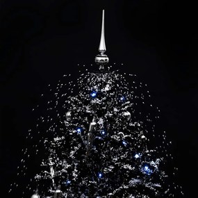 Árvore Natal c/ neve base formato guarda-chuva 190 cm PVC preto