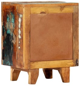 Mesa cabeceira esculpida à mão 40x30x50 cm madeira recuperada