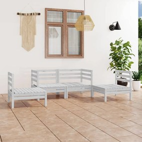 vidaXL 4 pcs conjunto lounge de jardim pinho maciço branco