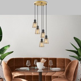 Chandelier Kemtel – Dourado Brilhante – 48 x 48 x 115 cm