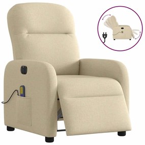 vidaXL Poltrona de massagens reclinável elétrica tecido creme