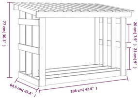 Suporte para lenha 108x64,5x77 cm pinho maciço
