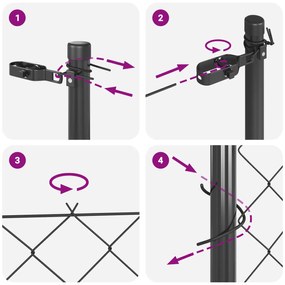 Cerca de Chain Link com 7 Postes 1,4x10 m Aço Galvanizado Cinza