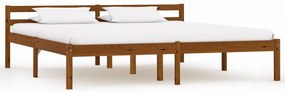 Estrutura de cama 160x200 cm madeira pinho maciço castanho mel