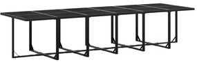17 pcs conjunto de jantar p/ jardim vime PE preto