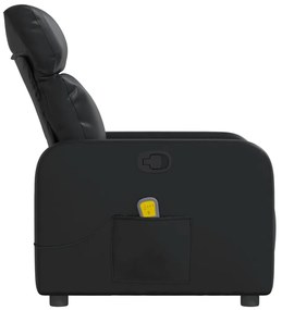 Poltrona de massagens reclinável couro artificial preto