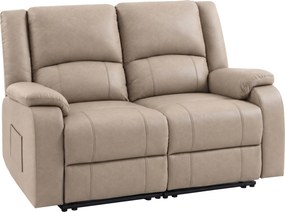 HOMCOM Sofá Relax Reclinável Manual de 2 Lugares até 155°, em PU, com Apoio para os Pés e Assento Largo, Caqui | Aosom Portugal