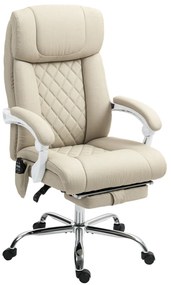 HOMCOM Cadeira de Escritório com Massagem Reclinável Aquecimento Apoio para Pés  e Controlo Remoto 66x70x112-120 cm Bege