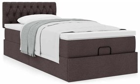 Cama otomana com colchão 90x200 cm tecido castanho escuro