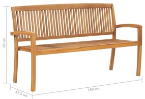 Banco de jardim empilhável c/ almofadão 159 cm teca maciça