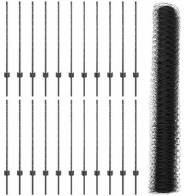 Postes de Cerca vidaXL 22 pcs U-Channel Cinza 100 cm Aço