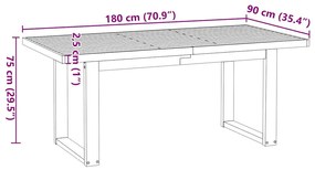 Mesa de jantar NOAIN pernas forma U 180x90x75 cm pinho maciço