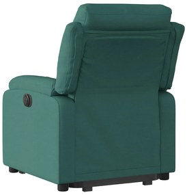 Poltrona reclinável elevatória elétrica tecido verde-escuro