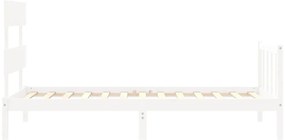Cama sem colchão 90x200 cm madeira de pinho maciça branco