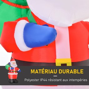 Pai Natal Insuflável, 150 x 125 x 240 cm, 4 Luzes LED Integradas, Vermelho